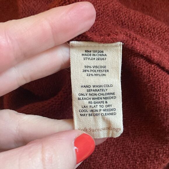 Soft Surroundings Rust Cable Knit Pullover Tunic Sweater Size Large - Picture 8 of 9